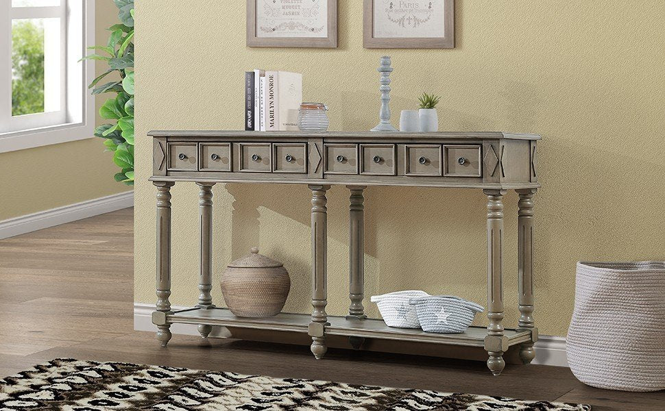 Retro Console Entryway Table - Rustic