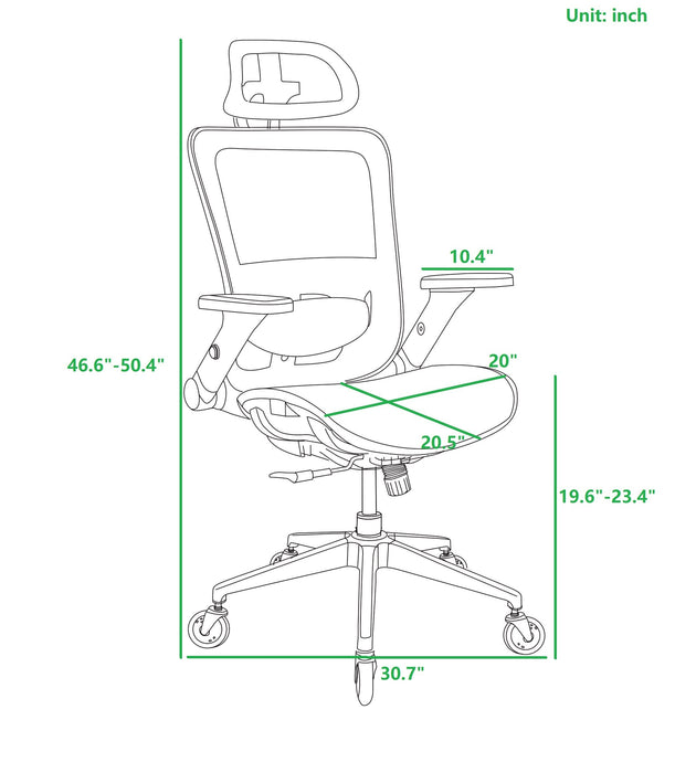 Ergonomic Mesh Office Chair - (WHITE MESH)