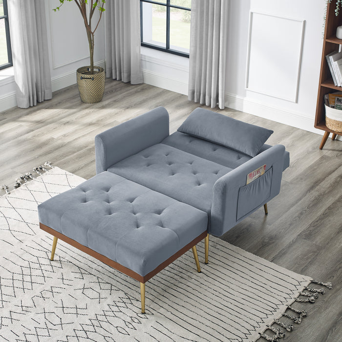 Recliner Sofa Chair with Ottoman - Grey