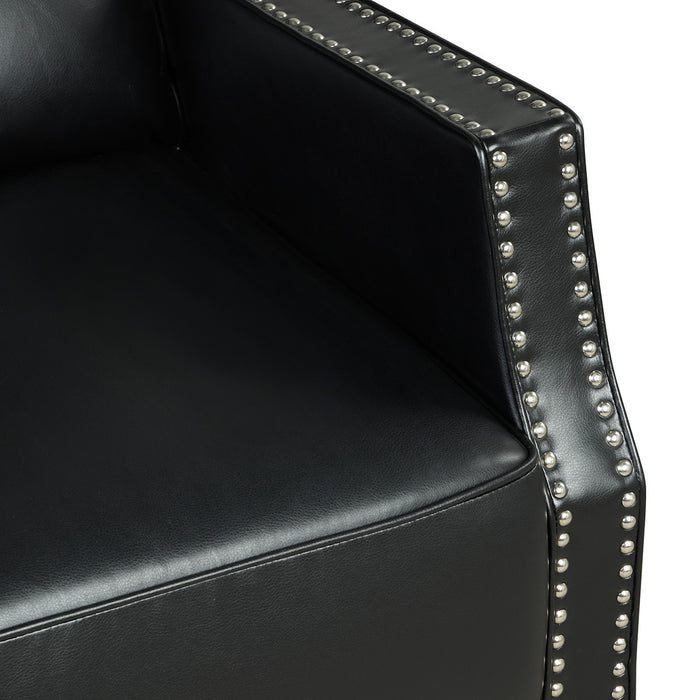 Push Back Recliner, Arms with Brass Nails, Blackl (29.5"x40"x42")