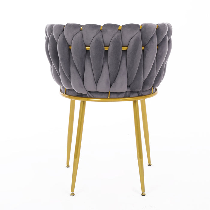 Velvet Dinning upholstered Chair with Gold Metal Legs (grey)