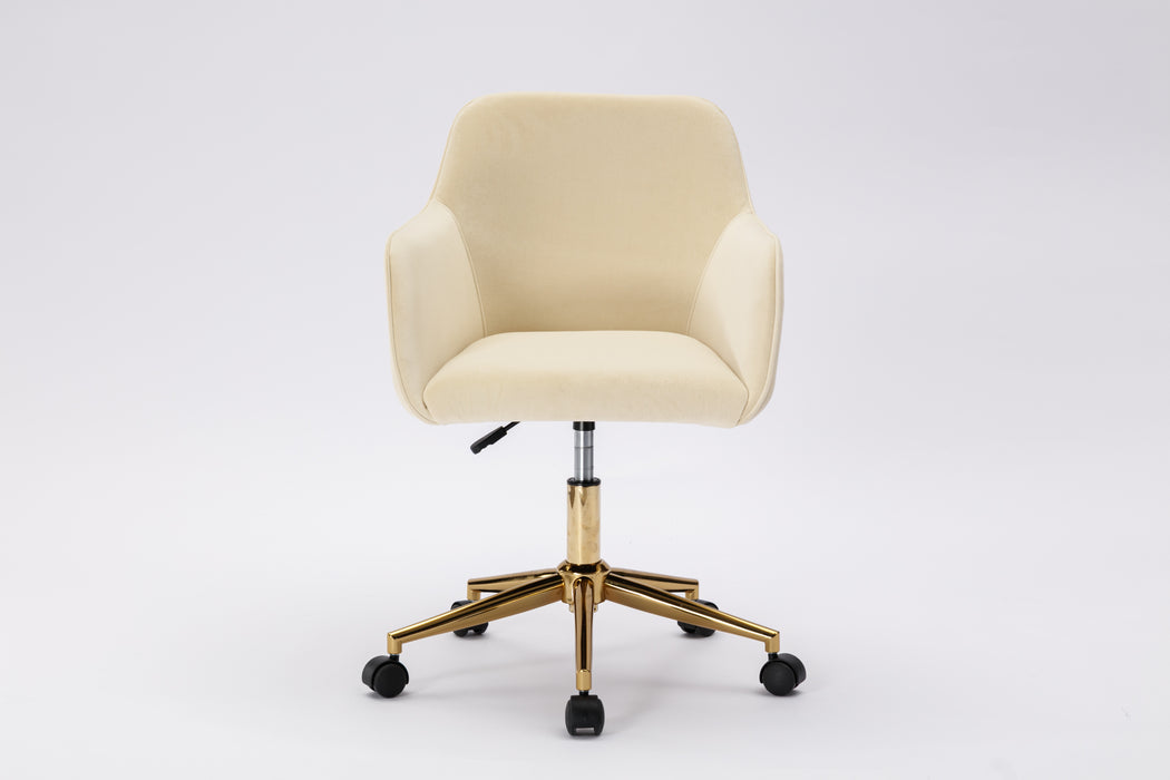 Modern Velvet Home Office Chair - Beige