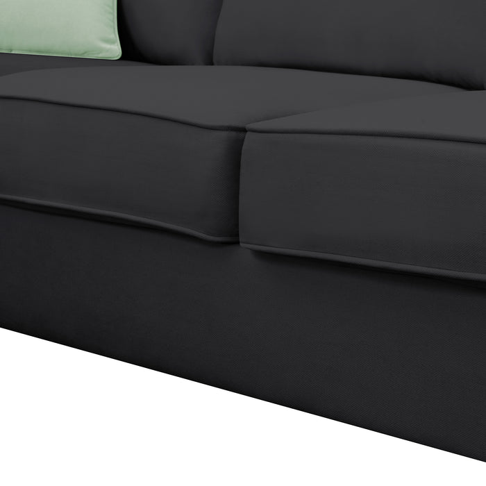 7 Seats Modular Sectional Sofa with Ottoman - Black