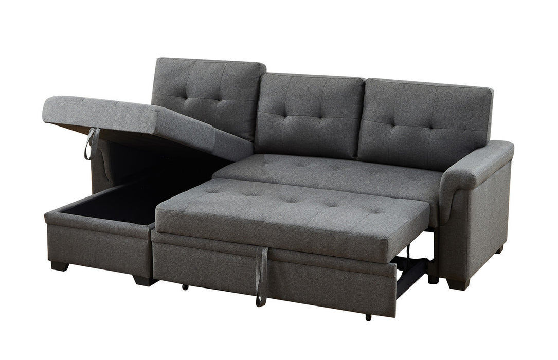 Reversible Sleeper Sectional with Storage Chaise - Dark Gray Linen