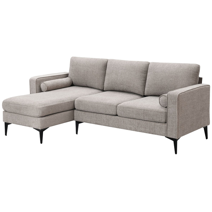 Convertible Sectional Sofa, Modern Chenille Fabric Sectional Sofa,  L-Shaped (2 Pillows)