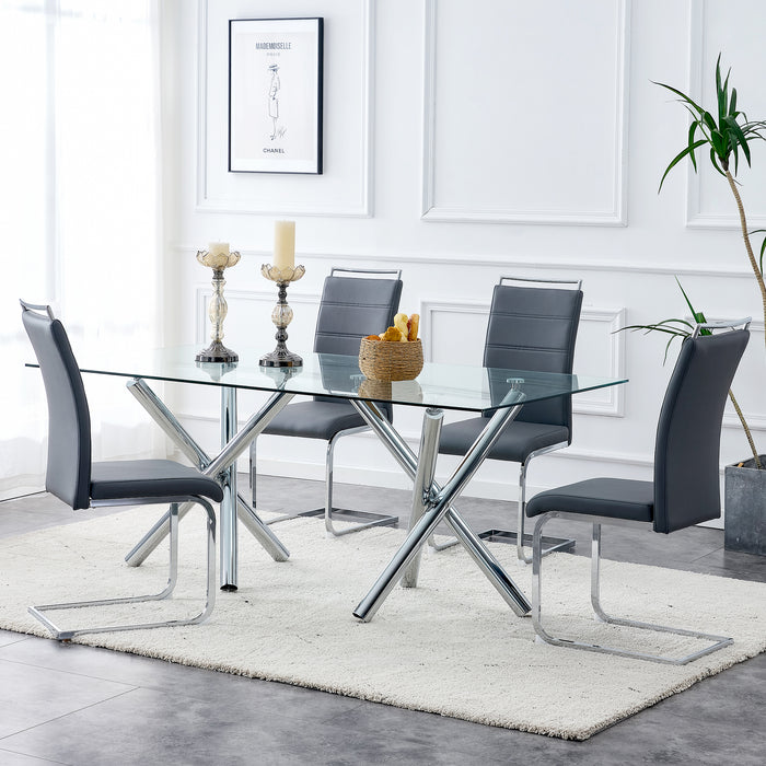 Modern Dining Chairs (Set of 4) ( Gray+PU)