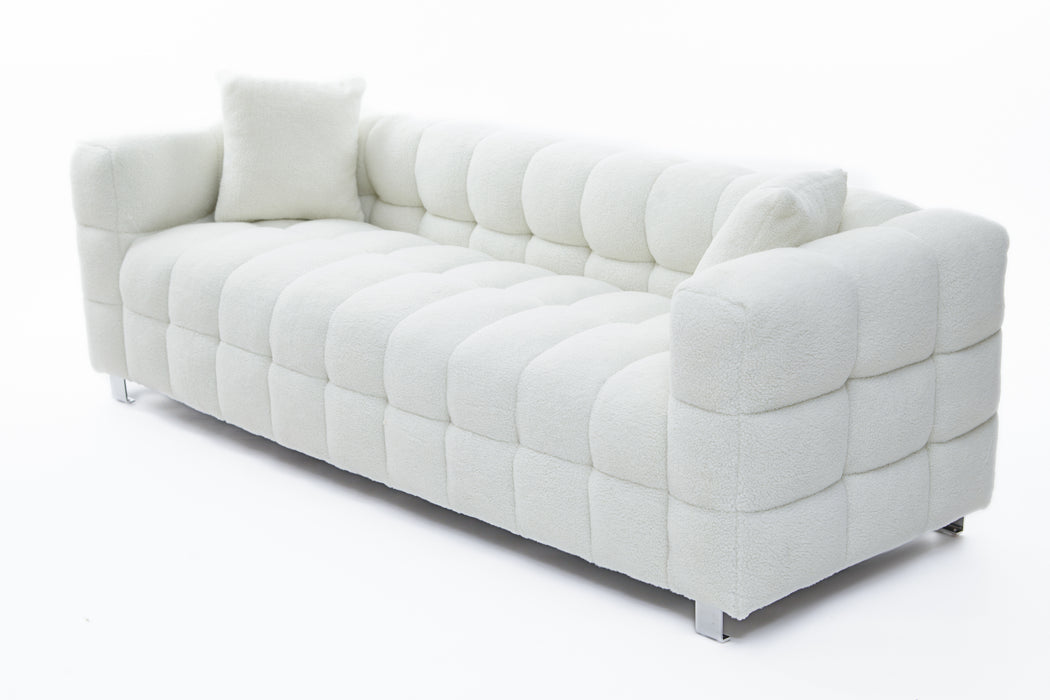 White fleece Sofa /w 2 pillows - White