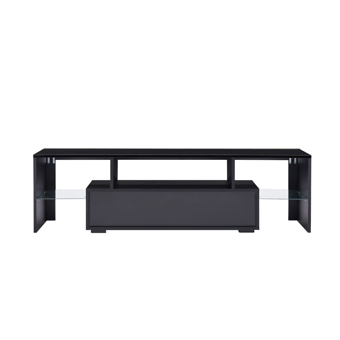 Black morden TV Stand with LED Lights - Black