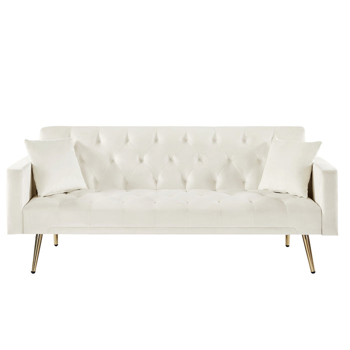 Convertible Folding Futon Sofa  - Cream White