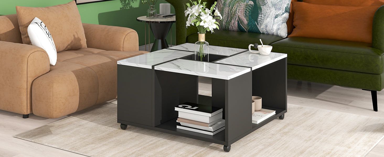 Modern 2-layer Coffee Table with Casters