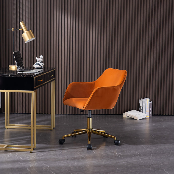 Modern Velvet Home Office Chair - Orange