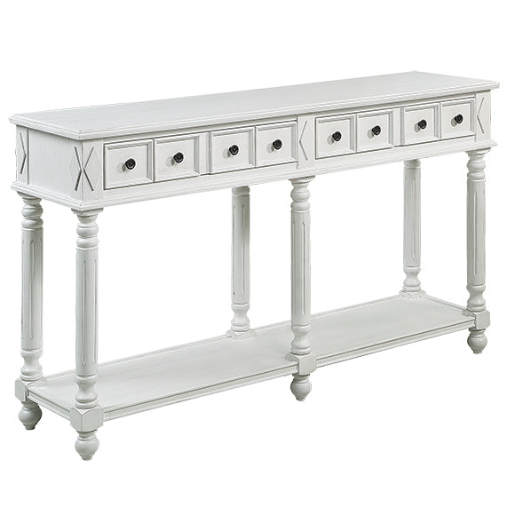 Retro Console Entryway Table - Antique White