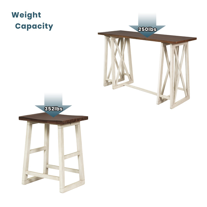 5-Piece Rustic Counter Height Dining Set - Walnut + Cream