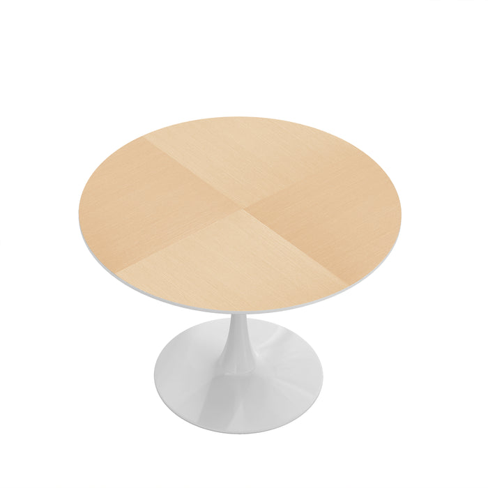 42"Modern Round Dining Table with Printed Wood Grain Table Top