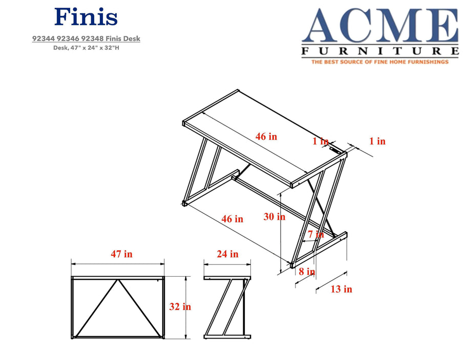 Finis Desk in Weathered Oak & Chrome