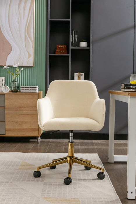 Modern Velvet Home Office Chair - Beige