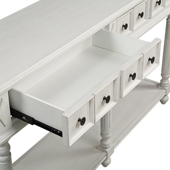 Retro Console Entryway Table - Antique White