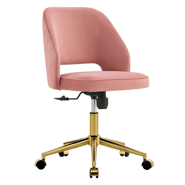 Modern Velvet Office Chairs, Adjustable 360 °Swivel Chair - Pink