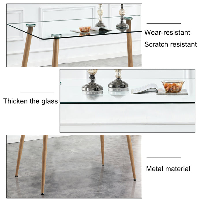 Modern Minimalist Rectangular Glass Dining Table