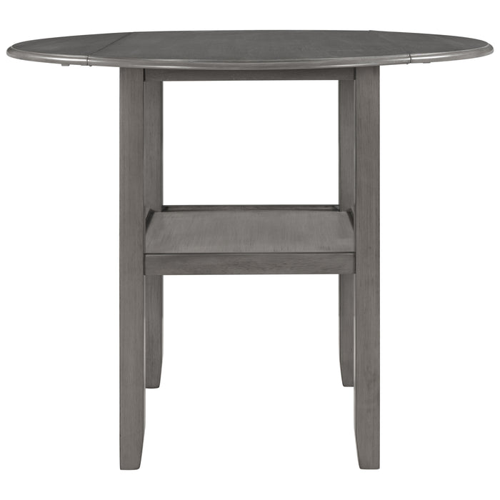 Farmhouse Round Counter Height Kitchen Dining Table with Drop Leaf  - Gray