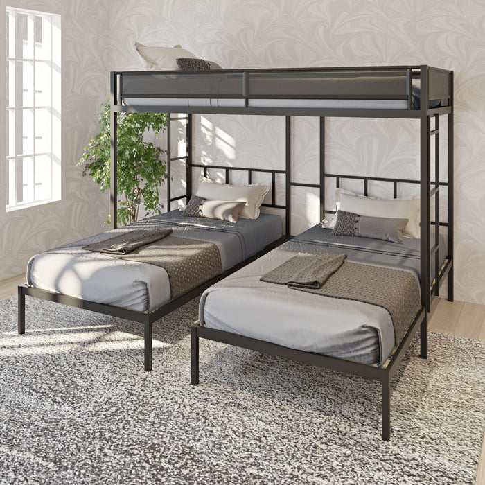 Triple twin bunk bed - Black