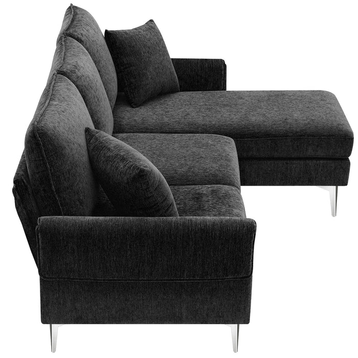 Convertible Sectional Sofa, Modern Chenille L-Shaped