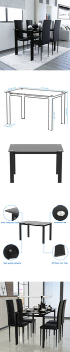 5-piece dining table set - Black