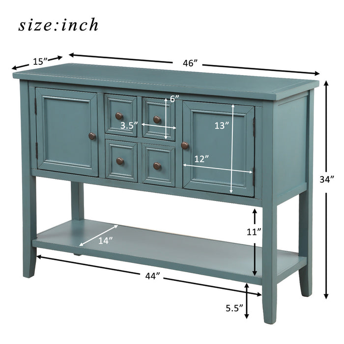 Console Table with Bottom Shelf - Dark Blue