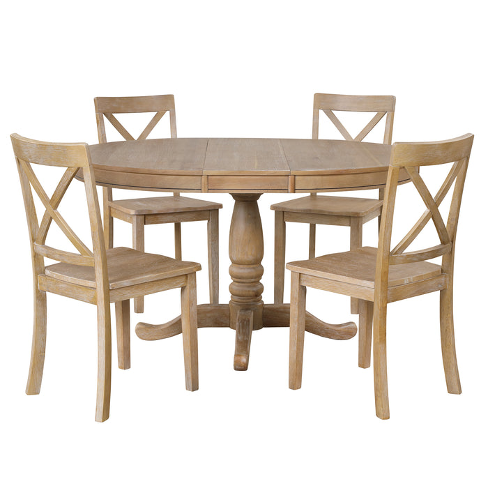 5 Piece Modern Dining Kitchen Table Set-Natural Wood Wash