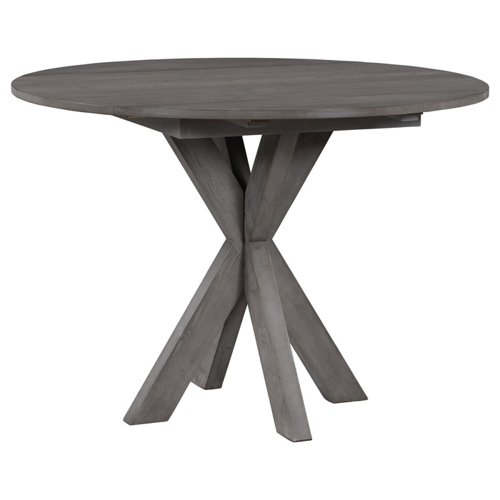 5-Piece Rustic Farmhouse  Wood Round Dining Table Set -Grey