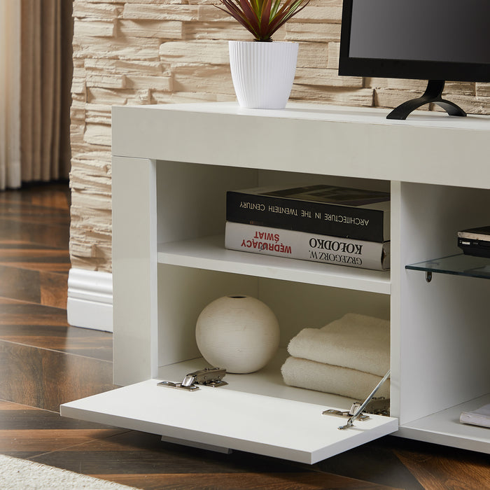 White morden TV Stand with LED Lighte:WHITE