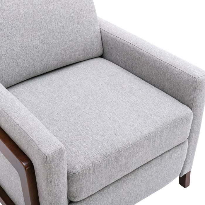 Wood Framed Upholstered Recliner Chair - Gray