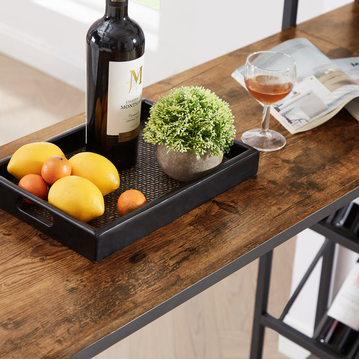 Bar table with bottles and glass holder (Rustic Brown)