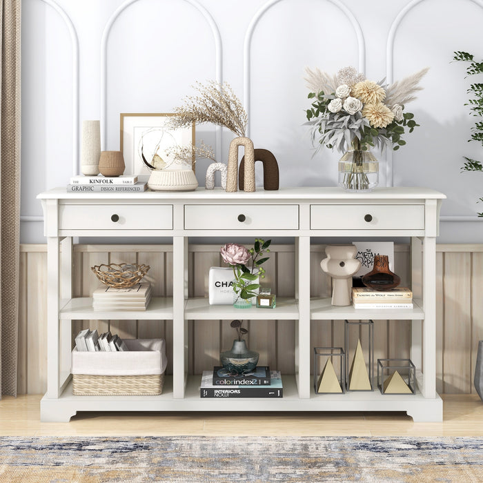 Retro Console Table/Sideboard with Ample Storage - Antique White