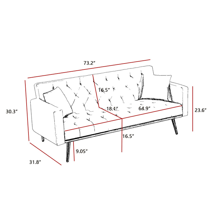 Convertible Folding Futon Sofa Bed - Cream White