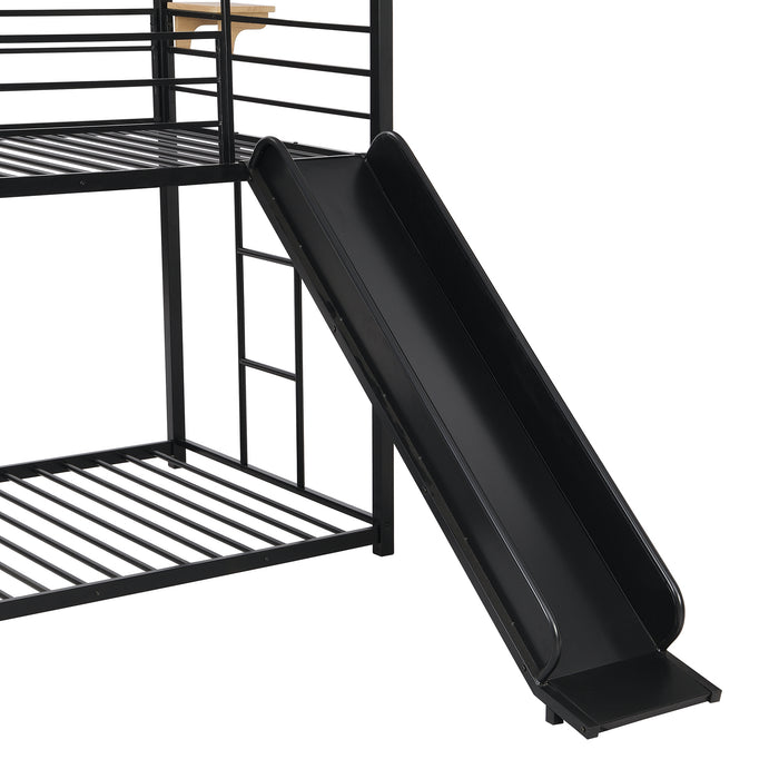 Twin Over Twin Metal House Bunk Bed - Black