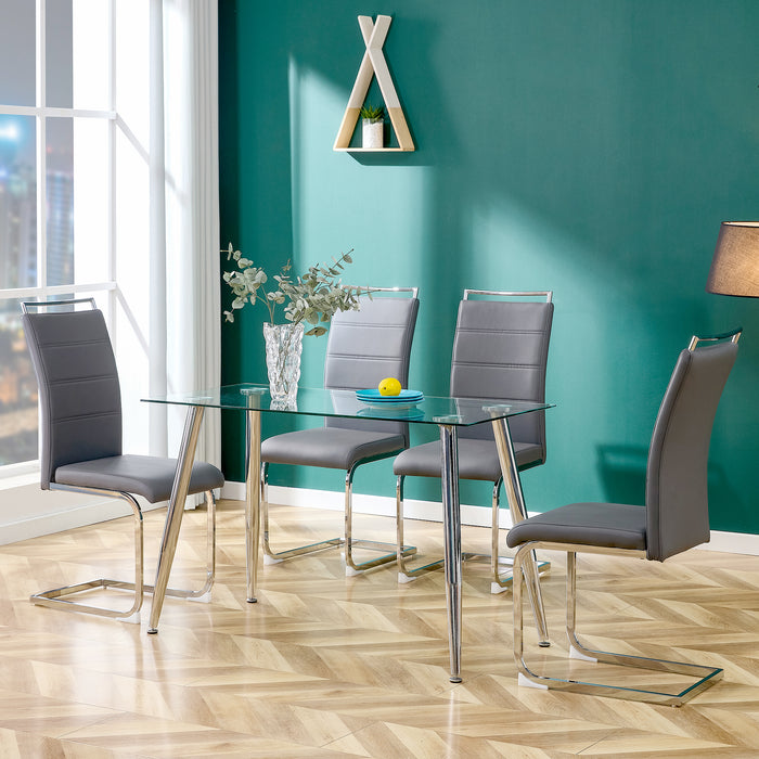 Modern Dining Chairs (Set of 4) ( Gray+PU)