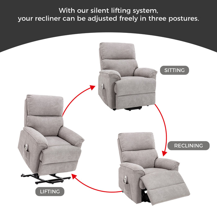 Deluxe Power Lift Recliner with Massage and Heat Function,Light Gray