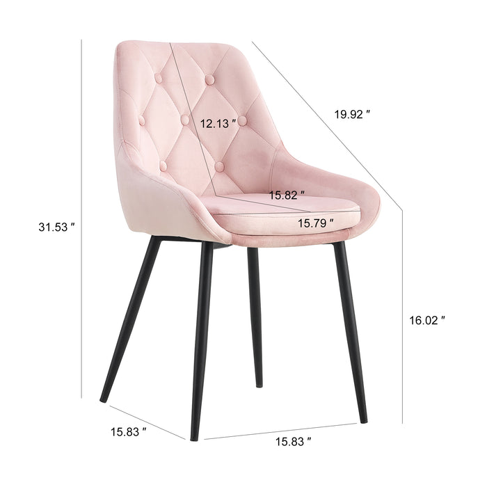 Modern Pink Velvet Dining Chairs (set of 2)