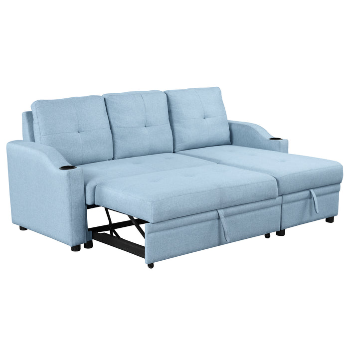 Modern Pull Out Sofa Bed - Blue