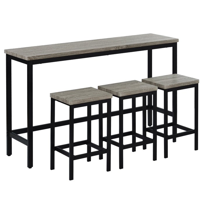 4-Piece Counter Height Extra Long Dining Table Set- Gray