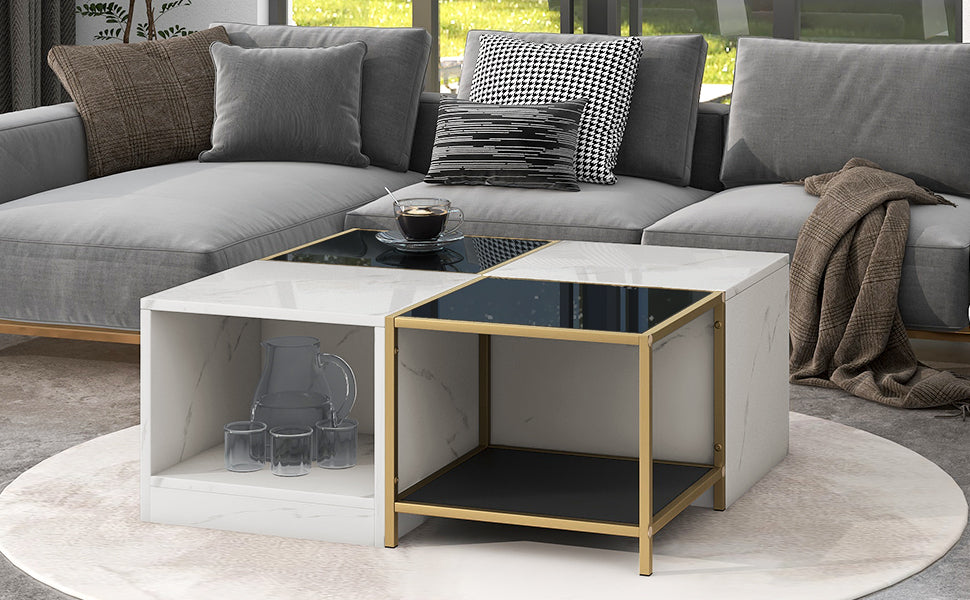 2-layer Modern Coffee Table with Metal Frame