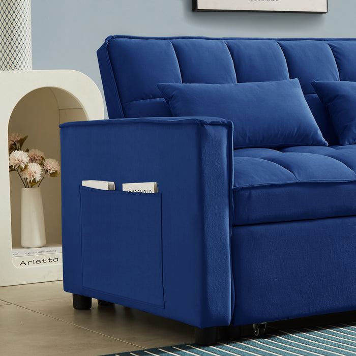 Modern Velvet Convertible Loveseat Sleeper - Blue