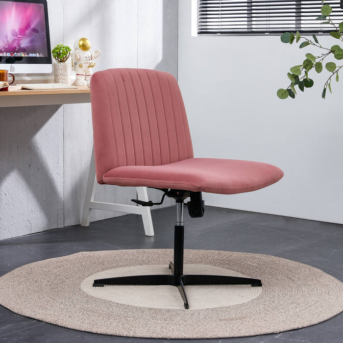 Pink Velvet Home Office Chair - No Wheels