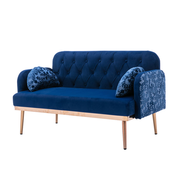 Modern Velvet  Sofa Futon - Navy