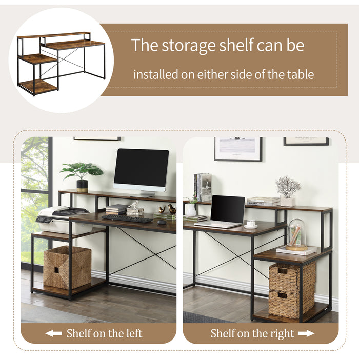 Home Office Computer Desk with Storage Shelves