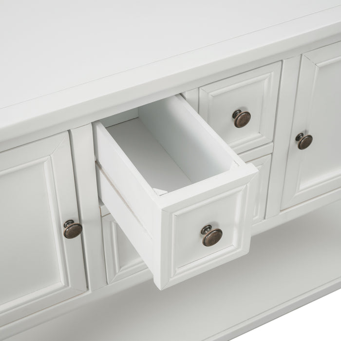 Console Table with Bottom Shelf - White