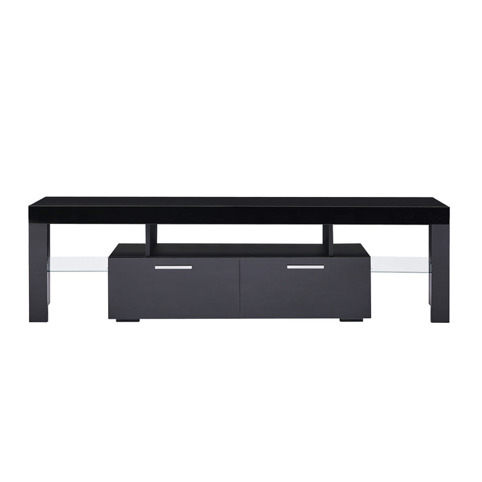 Black morden TV Stand with LED Lights - Black