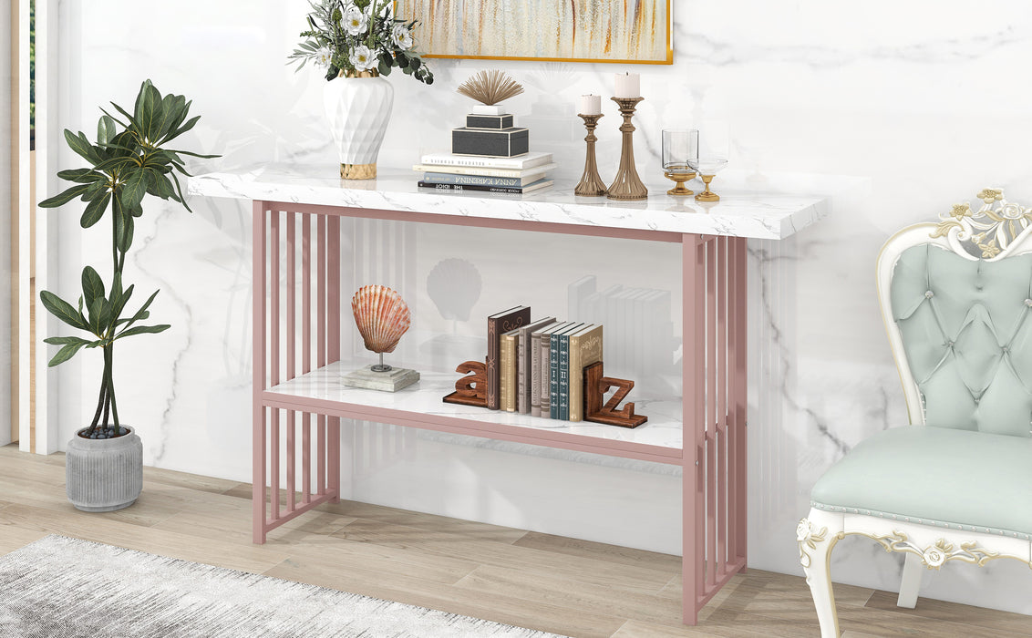 Modern Console Entryway Table Entryway, Hallway, Living Room - Pink + White