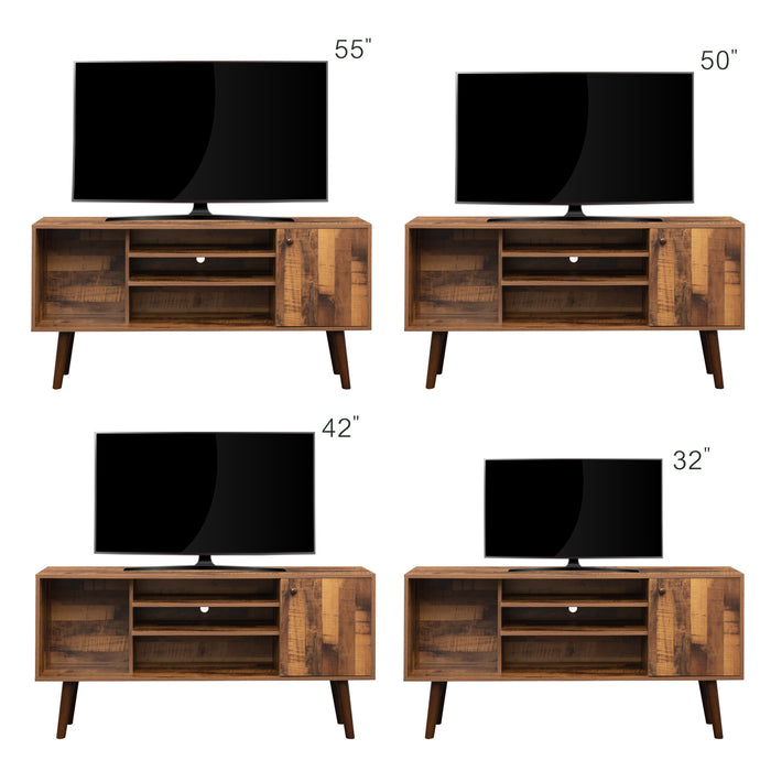 TV Stand with 1 storage and 2 shelves Cabinet - fir wood